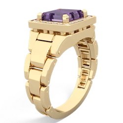 Amethyst Men's Watch 14K Yellow Gold ring R0510