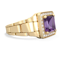 Amethyst Men's Watch 14K Yellow Gold ring R0510