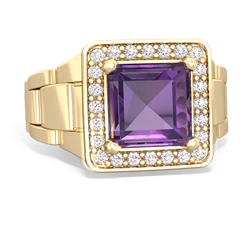 Amethyst Men's Watch 14K Yellow Gold ring R0510