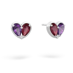 Amethyst 'Our Heart' 14K White Gold earrings E5072