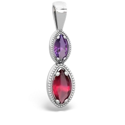 Amethyst Antique-Style Halo 14K White Gold pendant P5700