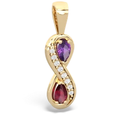 Amethyst Diamond Infinity 14K Yellow Gold pendant P5390