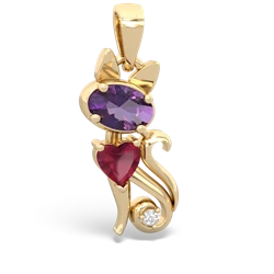 Amethyst Kitten 14K Yellow Gold pendant P5780