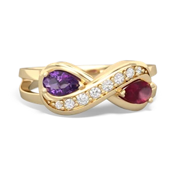 Amethyst Diamond Infinity 14K Yellow Gold ring R5390