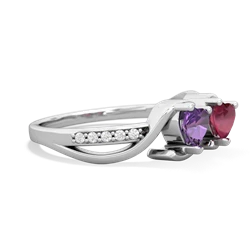 Amethyst Side By Side 14K White Gold ring R3090