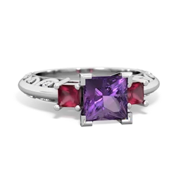 Amethyst Eternal Embrace Engagement 14K White Gold ring C2001