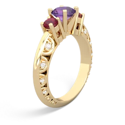 Amethyst Art Deco Eternal Embrace Engagement 14K Yellow Gold ring C2003