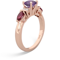 Amethyst 6Mm Round Eternal Embrace Engagement 14K Rose Gold ring R2005