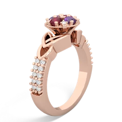 Amethyst Celtic Knot Cluster Engagement 14K Rose Gold ring R26443RD