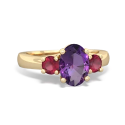 Amethyst Three Stone Oval Trellis 14K Yellow Gold ring R4024