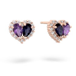 Amethyst Halo 14K Rose Gold earrings E7008