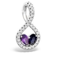 Amethyst Pave Twist 'One Heart' 14K White Gold pendant P5360