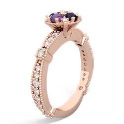 Amethyst Sparkling Tiara Cluster 14K Rose Gold ring R26293RD