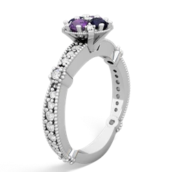 Amethyst Sparkling Tiara Cluster 14K White Gold ring R26293RD