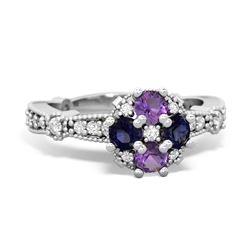 Amethyst Sparkling Tiara Cluster 14K White Gold ring R26293RD