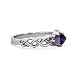 Amethyst Heart To Heart Braid 14K White Gold ring R5870