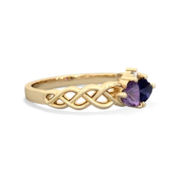 Amethyst Heart To Heart Braid 14K Yellow Gold ring R5870