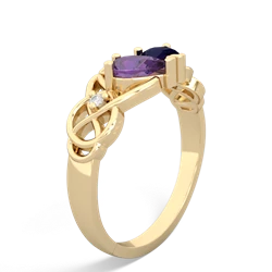 Amethyst 'One Heart' Celtic Knot Claddagh 14K Yellow Gold ring R5322