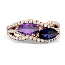 Amethyst Diamond Rivers 14K Rose Gold ring R3070