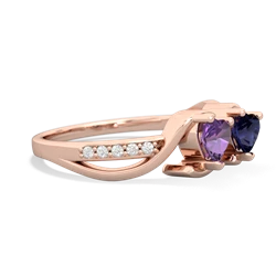 Amethyst Side By Side 14K Rose Gold ring R3090