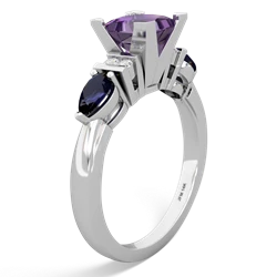 Amethyst 6Mm Princess Eternal Embrace Engagement 14K White Gold ring C2002