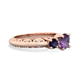 Amethyst Art Deco Eternal Embrace Engagement 14K Rose Gold ring C2003