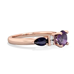 Amethyst 6Mm Round Eternal Embrace Engagement 14K Rose Gold ring R2005