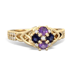 Amethyst Celtic Knot Cluster Engagement 14K Yellow Gold ring R26443RD