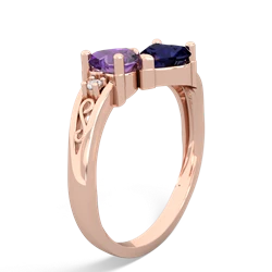 Amethyst Snuggling Hearts 14K Rose Gold ring R2178