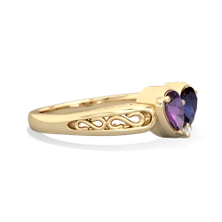 Amethyst Filligree 'One Heart' 14K Yellow Gold ring R5070