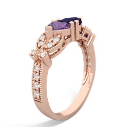 Amethyst Diamond Butterflies 14K Rose Gold ring R5601