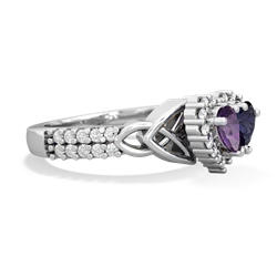 Amethyst Celtic Knot Two Hearts As One 14K White Gold ring R2644HRT