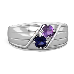 Amethyst Men's Streamline 14K White Gold ring R0460