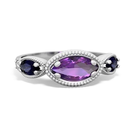 Amethyst Milgrain Marquise 14K White Gold ring R5700