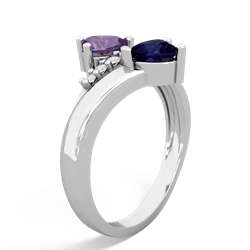 Amethyst Heart To Heart 14K White Gold ring R2064