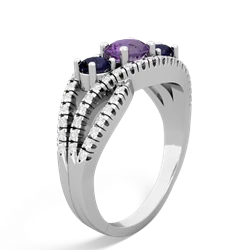 Amethyst Three Stone Aurora 14K White Gold ring R3080