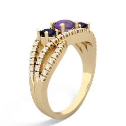 Amethyst Three Stone Aurora 14K Yellow Gold ring R3080