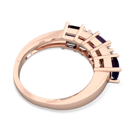 Amethyst Three Stone Diamond Cluster 14K Rose Gold ring R2592