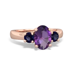 Amethyst Three Stone Oval Trellis 14K Rose Gold ring R4024