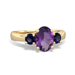 Amethyst Three Stone Oval Trellis 14K Yellow Gold ring R4024