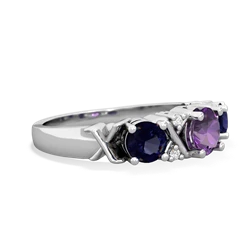 Amethyst Hugs And Kisses 14K White Gold ring R5016