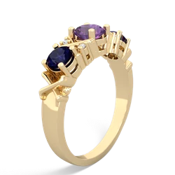 Amethyst Hugs And Kisses 14K Yellow Gold ring R5016