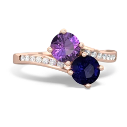 Amethyst Channel Set Two Stone 14K Rose Gold ring R5303