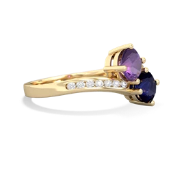 Amethyst Channel Set Two Stone 14K Yellow Gold ring R5303