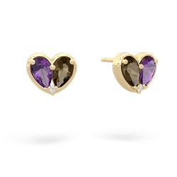 Amethyst 'Our Heart' 14K Yellow Gold earrings E5072