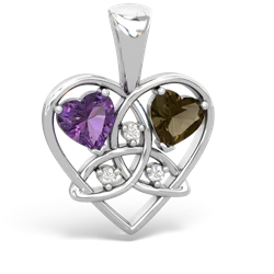 Amethyst Celtic Trinity Heart 14K White Gold pendant P5331