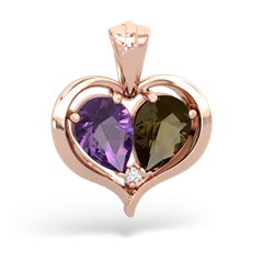 Amethyst Two Become One 14K Rose Gold pendant P5330