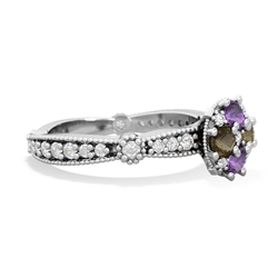 Amethyst Sparkling Tiara Cluster 14K White Gold ring R26293RD