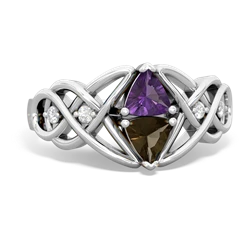 Amethyst Keepsake Celtic Knot 14K White Gold ring R5300