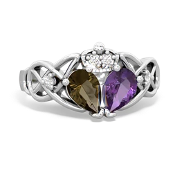 Amethyst 'One Heart' Celtic Knot Claddagh 14K White Gold ring R5322